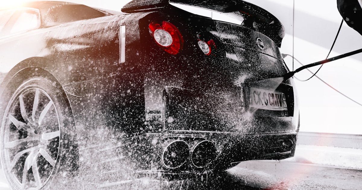 Before and after car detailing showing dramatic transformation from dirty to showroom clean